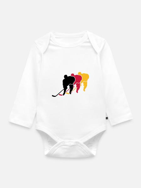 Eishockey - Baby Bio-Langarm-Body - Weiß