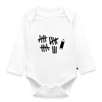 Striche - Stift - Baby Bio-Langarm-Body - Weiß - Vorne
