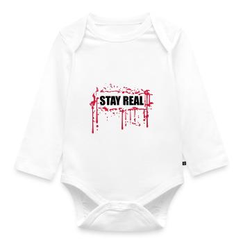 rahmen umrandung stay real rot blut graffiti sprit - Baby Bio-Langarm-Body - Weiß - Vorne