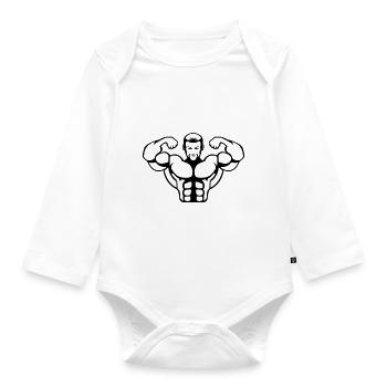 bodybuilder - Baby Bio-Langarm-Body - Weiß - Vorne