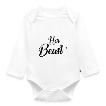 Her beauty - Organic Longsleeve Baby Bodysuit - white - Front