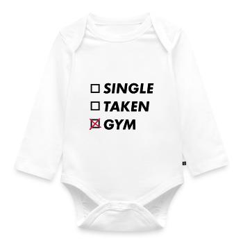 single taken gym - Baby Bio-Langarm-Body - Weiß - Vorne