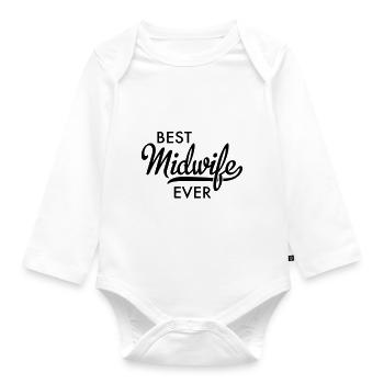 Hebamme - Baby Bio-Langarm-Body - Weiß - Vorne