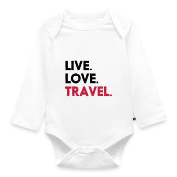 LIVE. LOVE. TRAVEL. - Baby Bio-Langarm-Body - Weiß - Vorne
