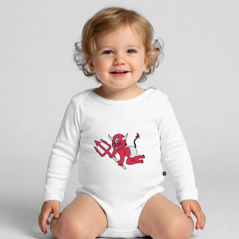 evil devil demon hell devil satan crawling pacifie Organic Longsleeve Baby Bodysuit
