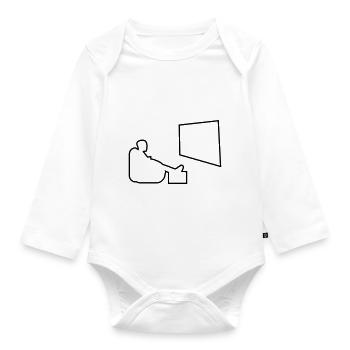smart tv chillen auf sofa - Baby Bio-Langarm-Body - Weiß - Vorne