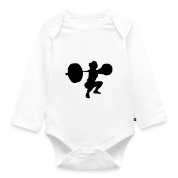 lift girl squat - Baby Bio-Langarm-Body - Weiß - Vorne