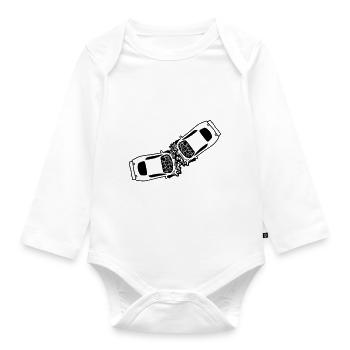 2 cars accident crash total damage crushes dents b - Organic Longsleeve Baby Bodysuit - white - Front