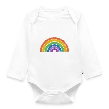 Regenbogen - Baby Bio-Langarm-Body - Weiß - Vorne