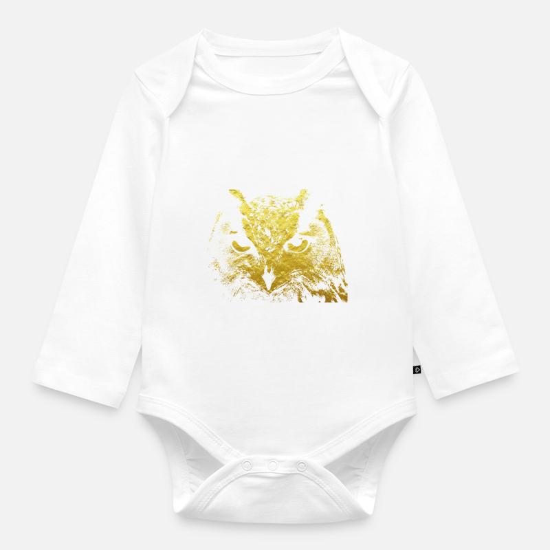 Eule - Baby Bio-Langarm-Body - Weiß