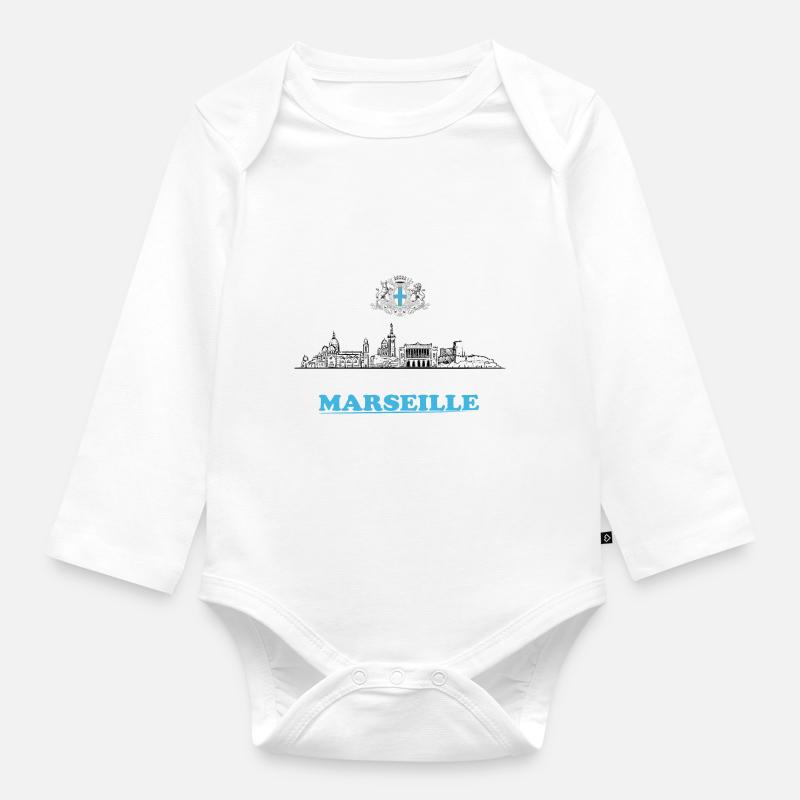 T.Shirt Marseille - Body Bébé bio manches longues - blanc