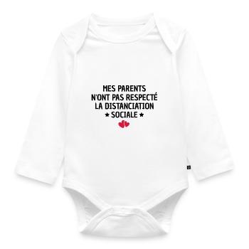 humour bébé / distanciation sociale - Body Bébé bio manches longues - blanc - Devant