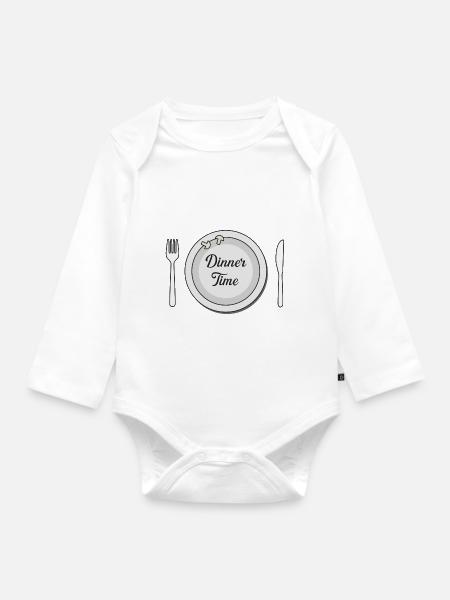 Dinner Time - Baby Bio-Langarm-Body - Weiß