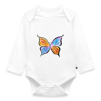 Summerly butterfly l sommerlicher Schmetterling - Baby Bio-Langarm-Body - Weiß - Vorne