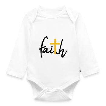 Faith Cross Faith - Organic Longsleeve Baby Bodysuit - white - Front