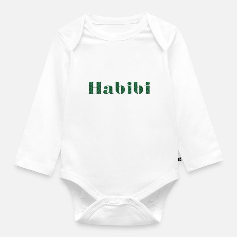 Habibi zellige vert chevron - Body Bébé bio manches longues - blanc