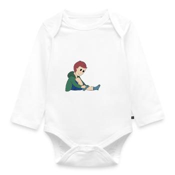 Putting on socks - Organic Longsleeve Baby Bodysuit - white - Front