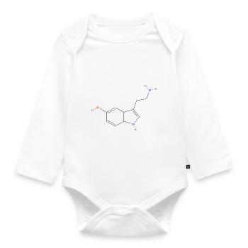 Serotonin Molecule - Colored Structural Formula - Organic Longsleeve Baby Bodysuit - white - Front