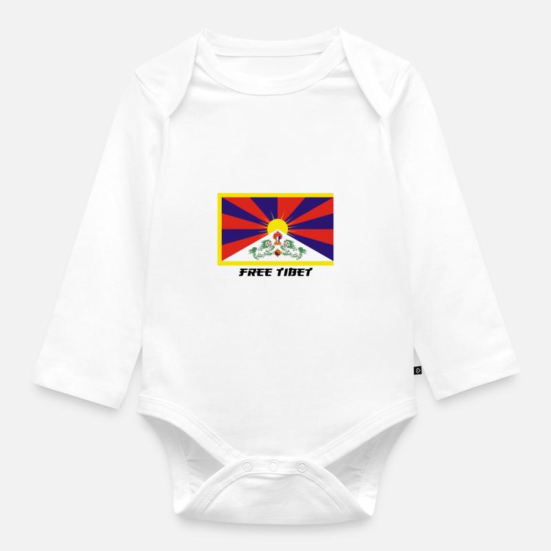 Free Tibet - Body Bébé bio manches longues - blanc
