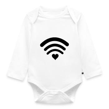 wifi love - Organic Longsleeve Baby Bodysuit - white - Front