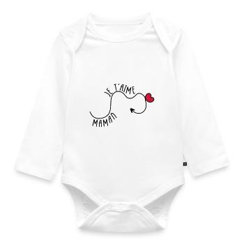 Maman Je t'aime - Body Bébé bio manches longues - blanc - Devant