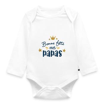 Bonne fête mes papas - Body Bébé bio manches longues - blanc - Devant