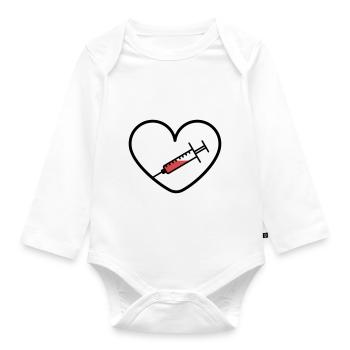 Impfstoff Virus Covid Herz Befürworter Design - Baby Bio-Langarm-Body - Weiß - Vorne