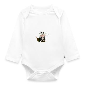 Baby panda - Organic Longsleeve Baby Bodysuit - white - Front