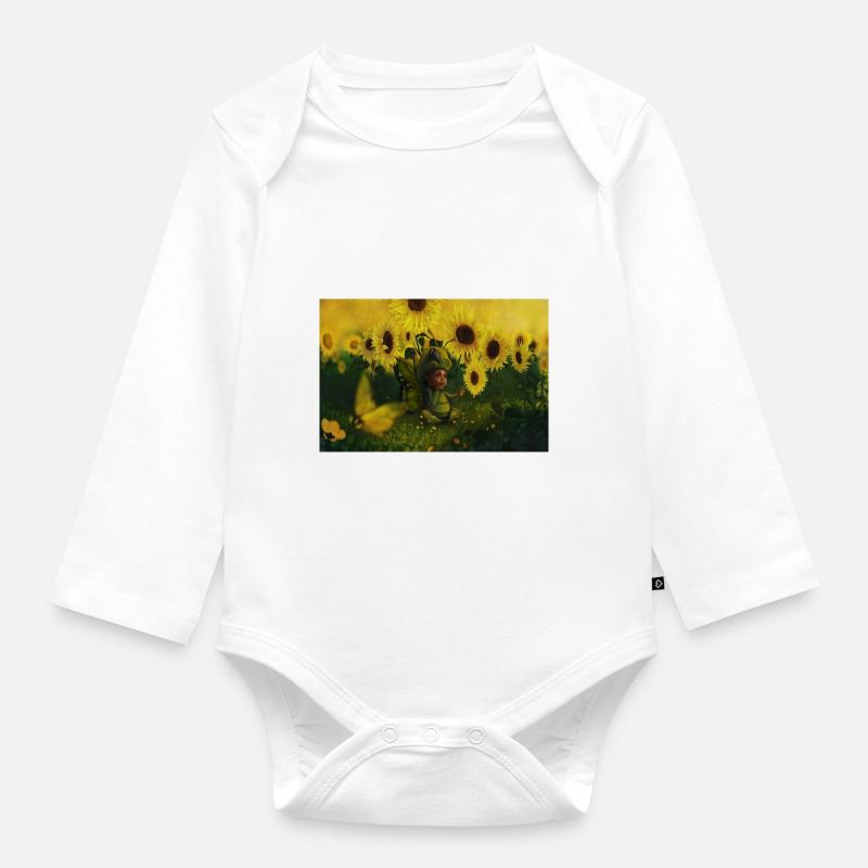 Bébé fleur - Body Bébé bio manches longues - blanc
