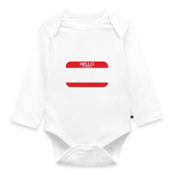 blank name tag my name is - Organic Longsleeve Baby Bodysuit - white - Front
