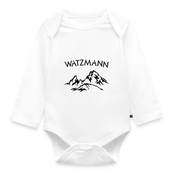 Berg Watzmann lettrage noir - couleur sélectionnable - Body Bébé bio manches longues - blanc - Devant