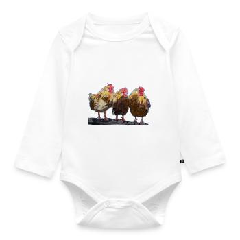 Scherenschnit Tier Portrait World Chicken Festival - Baby Bio-Langarm-Body - Weiß - Vorne