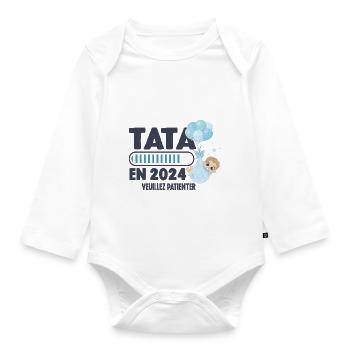 Annonce Grossesse Originale Future Tata En 2024 - Body Bébé bio manches longues - blanc - Devant