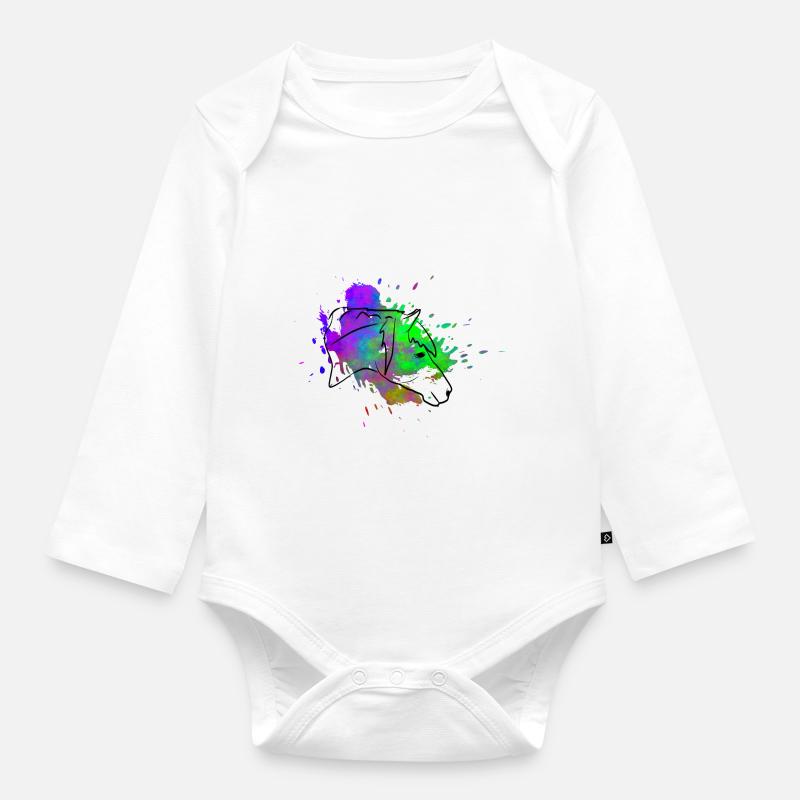 Pferdekopf - Baby Bio-Langarm-Body - Weiß