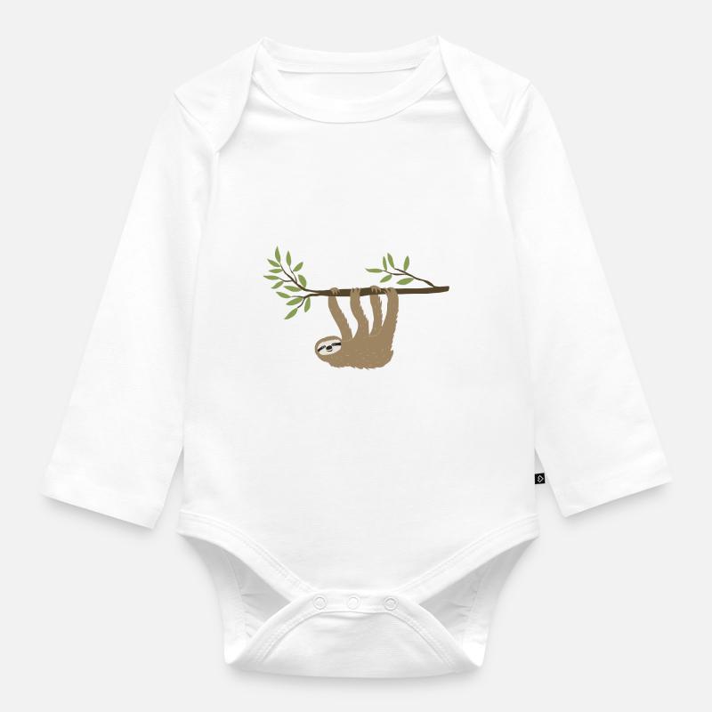 Faultier 1 - Baby Bio-Langarm-Body - Weiß