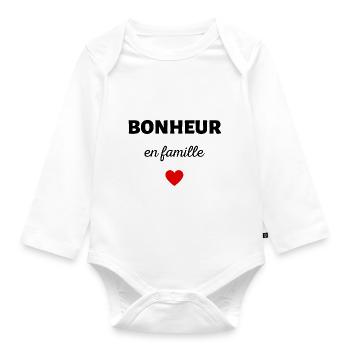 bonheur en famille - Body Bébé bio manches longues - blanc - Devant