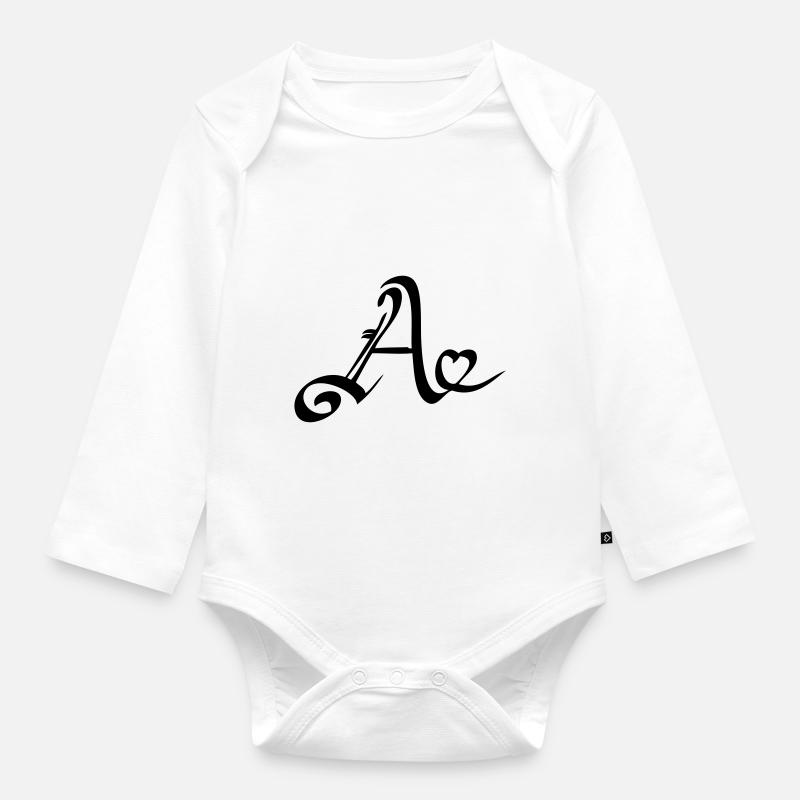 A - Cœur - Body Bébé bio manches longues - blanc