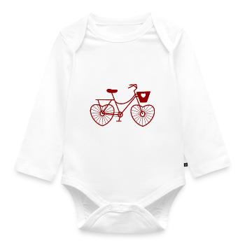 Bike Love / Bike Lover / Saint-Valentin - Body Bébé bio manches longues - blanc - Devant