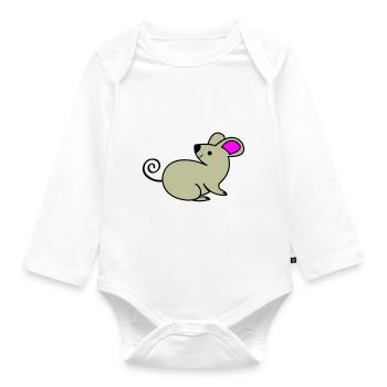 Mouse - Organic Longsleeve Baby Bodysuit - white - Front