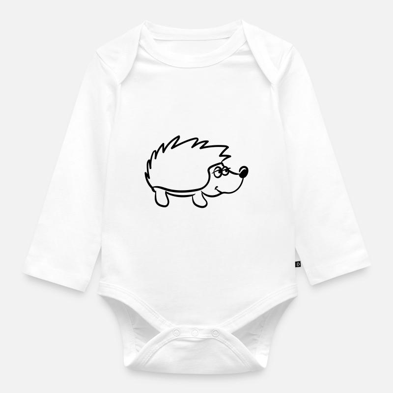 Igel - Baby Bio-Langarm-Body - Weiß