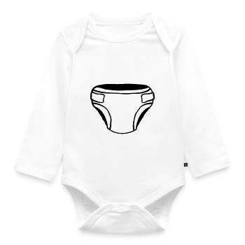 Design Windel Clipart - Baby Bio-Langarm-Body - Weiß - Vorne