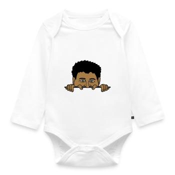 Mann hinter Mauer - Baby Bio-Langarm-Body - Weiß - Vorne