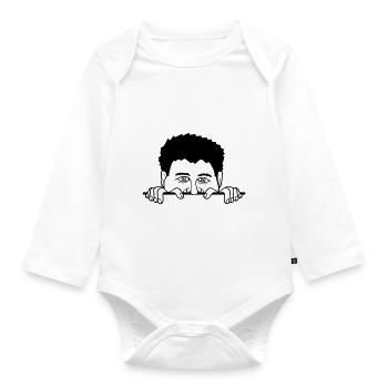 Hinter Mauer Mann - Baby Bio-Langarm-Body - Weiß - Vorne