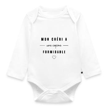Mon chéri a une copine formidable - Body Bébé bio manches longues - blanc - Devant