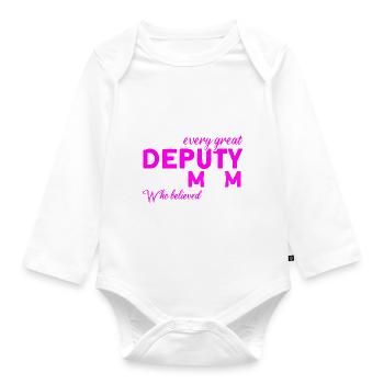 Mama Hilfssheriff Mama Mutter - Baby Bio-Langarm-Body - Weiß - Vorne