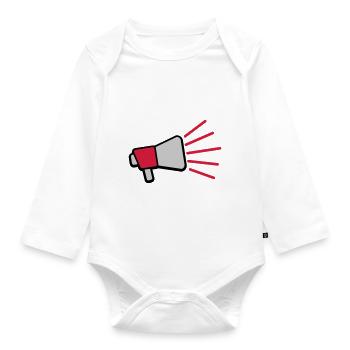 Loud Speech Symbol Megaphone - Organic Longsleeve Baby Bodysuit - white - Front