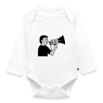 Demonstration Megafon Propaganda Mann - Baby Bio-Langarm-Body - Weiß - Vorne