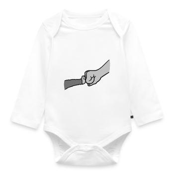 Cat Brofist Fist Pump - Organic Longsleeve Baby Bodysuit - white - Front