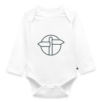 Blank direction sign in a circle - Organic Longsleeve Baby Bodysuit - white - Front
