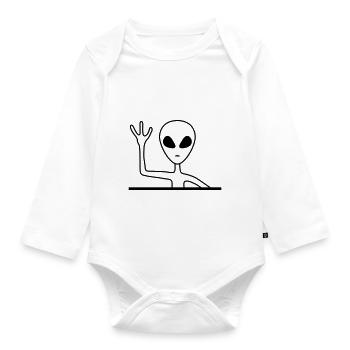 Amical Homme Gris Alien - Body Bébé bio manches longues - blanc - Devant